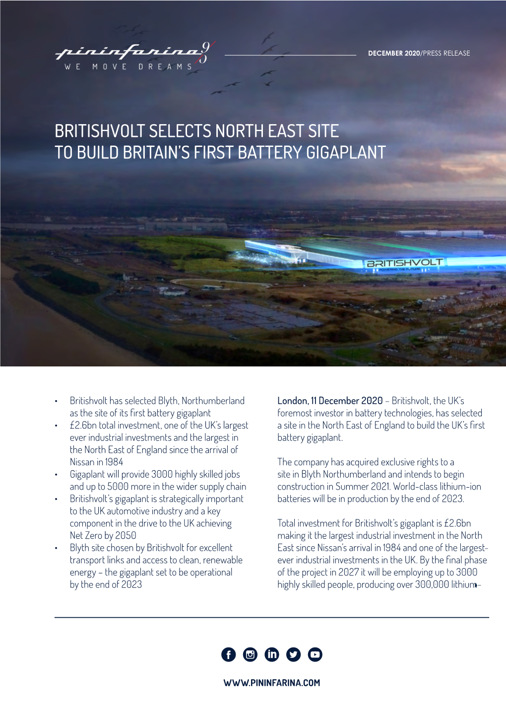 Britishvolt Selects North East Site to Build Britain's