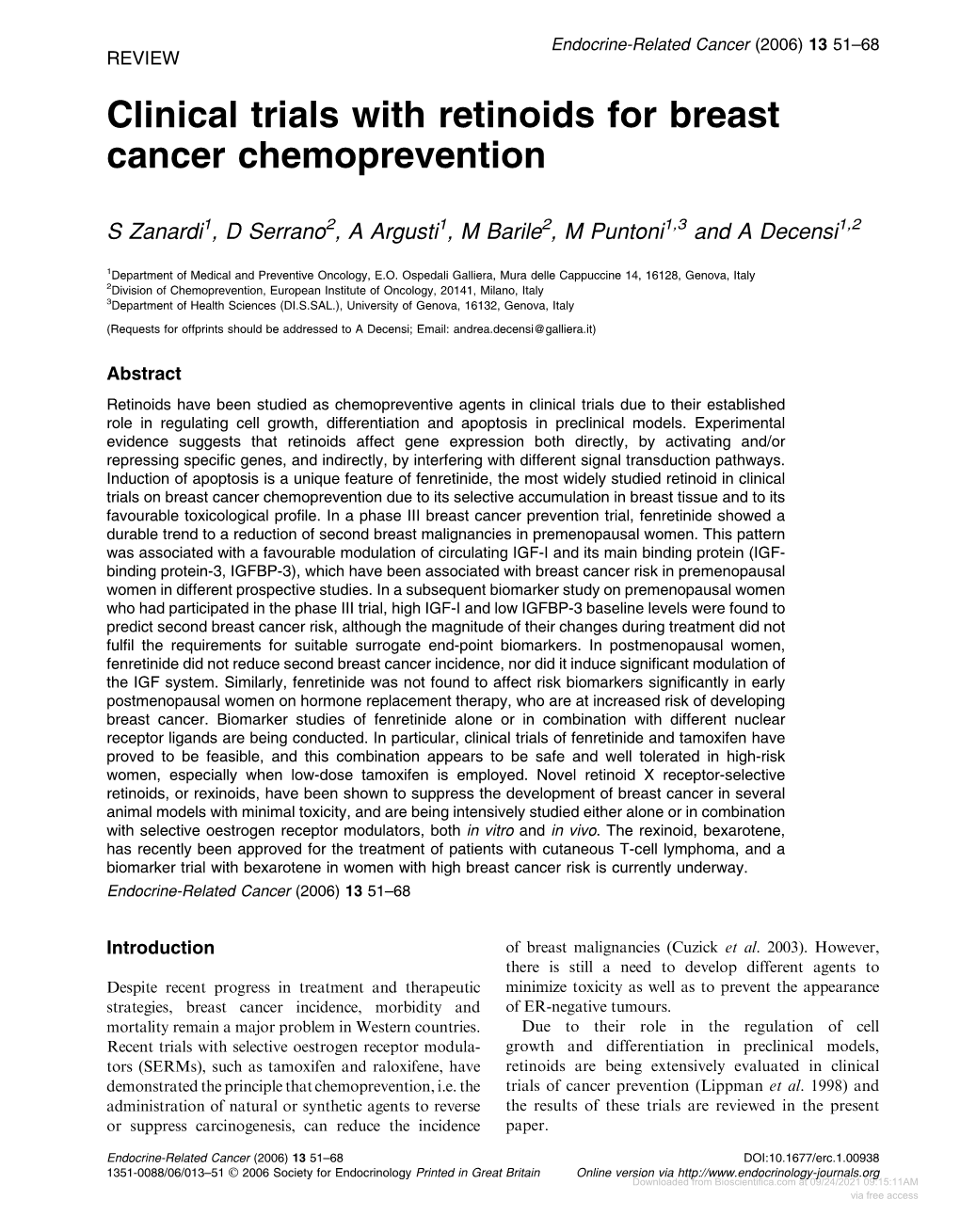 Clinical Trials with Retinoids for Breast Cancer Chemoprevention