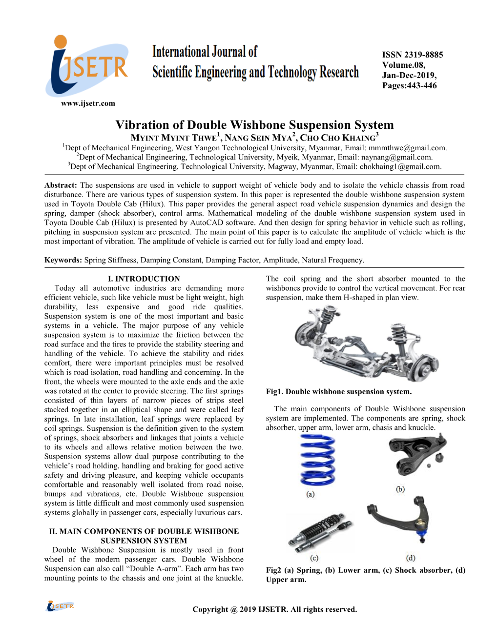 Vibration of Double Wishbone Suspension System