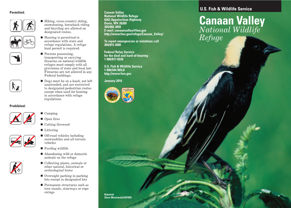 Canaan Valley National Wildlife Refuge Brochure