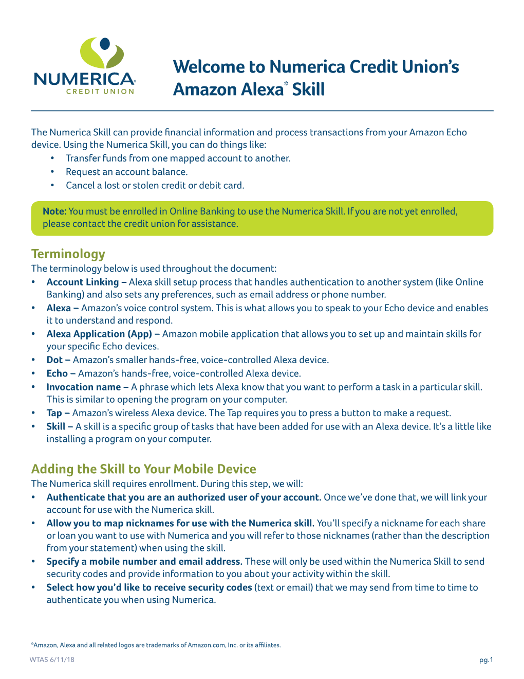 Welcome to Numerica Credit Union's Amazon Alexa Skill