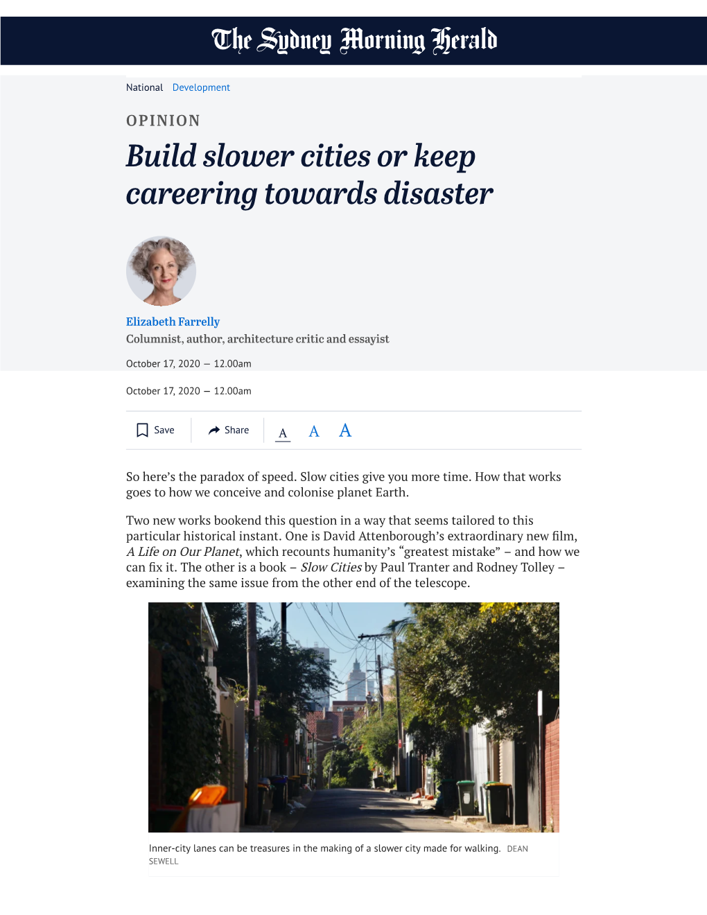 Build Slower Cities Or Keep Careering Towards Disaster