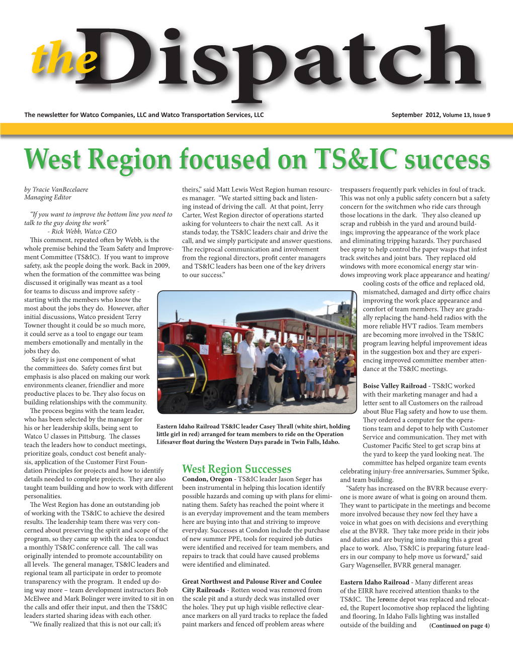 West Region Focused on TS&IC Success