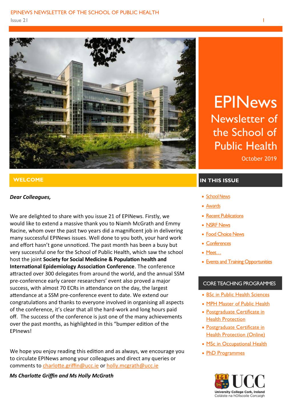 EPINEWS NEWSLETTER of the SCHOOL of PUBLIC HEALTH Issue 21 1