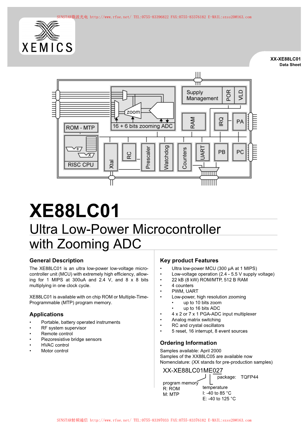 XE88LC01 Datasheet (Pdf, 170Kb)