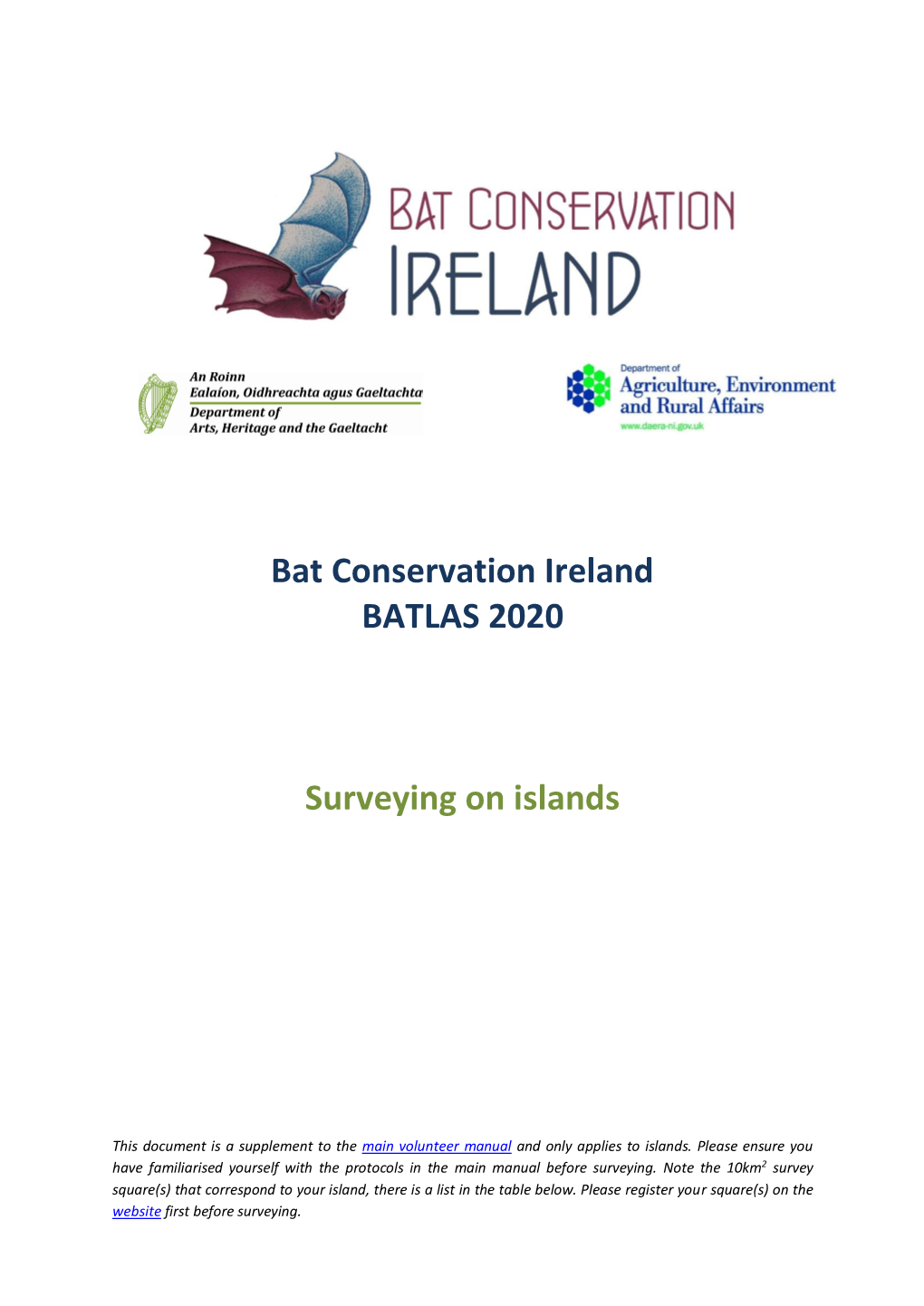 Bat Conservation Ireland BATLAS 2020 Surveying on Islands