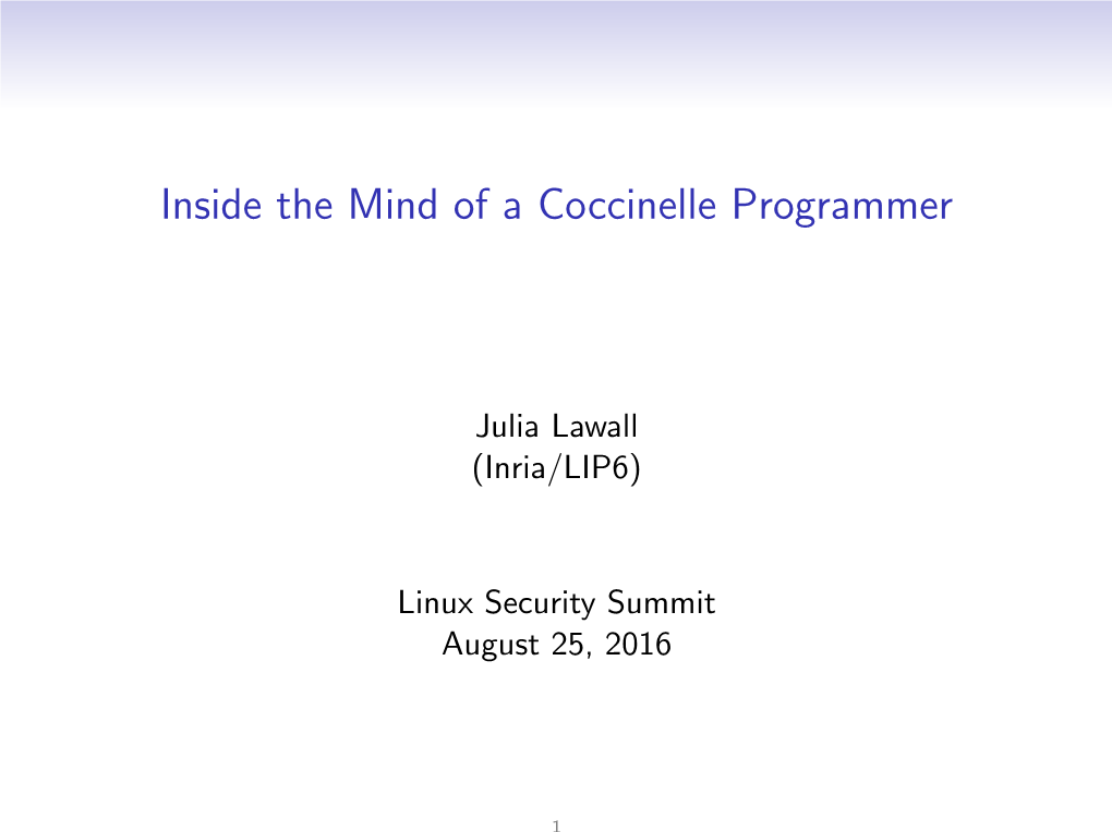 Inside the Mind of a Coccinelle Programmer