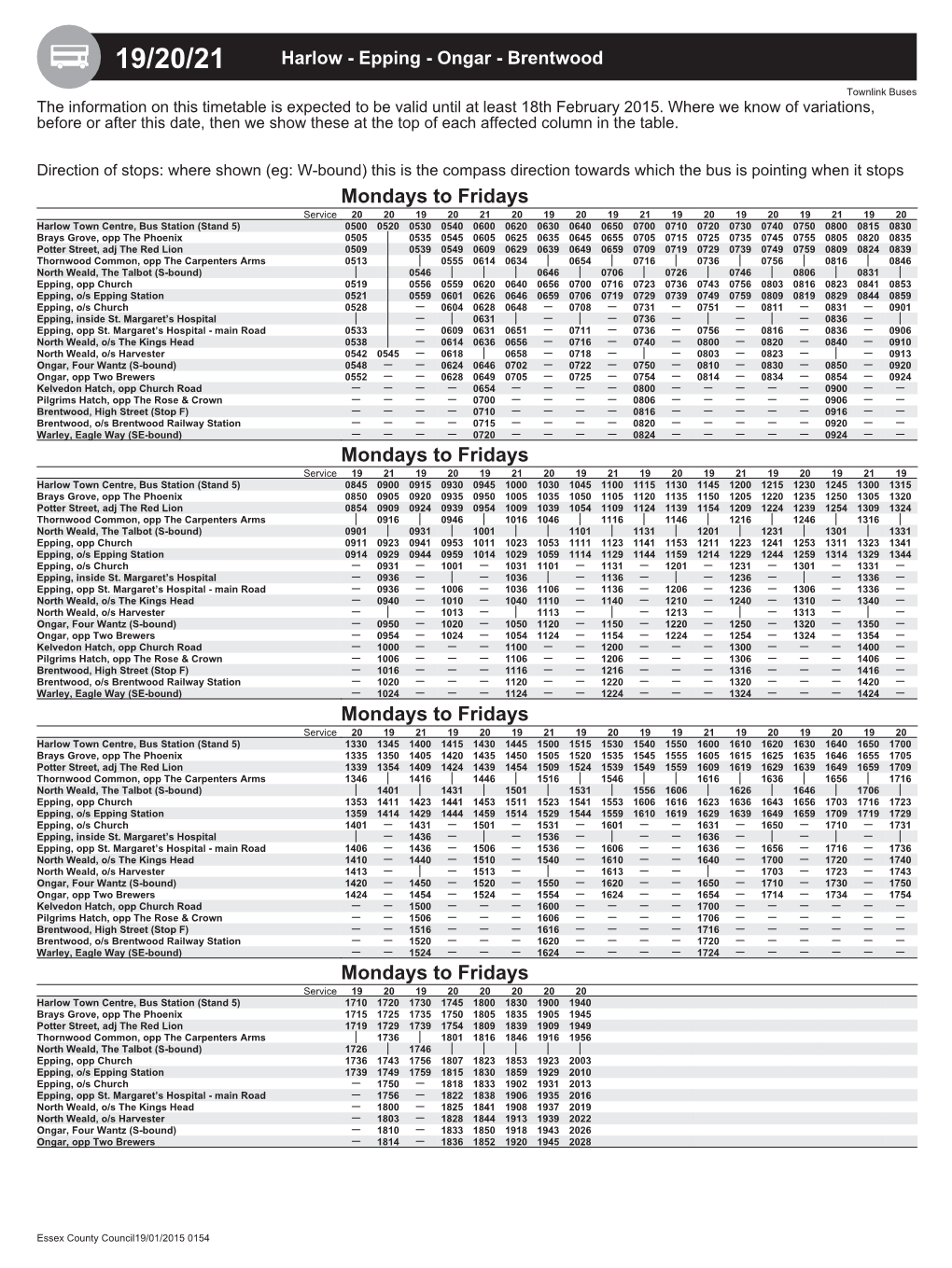 Here We Know of Variations, Before Or After This Date, Then We Show These at the Top of Each Affected Column in the Table