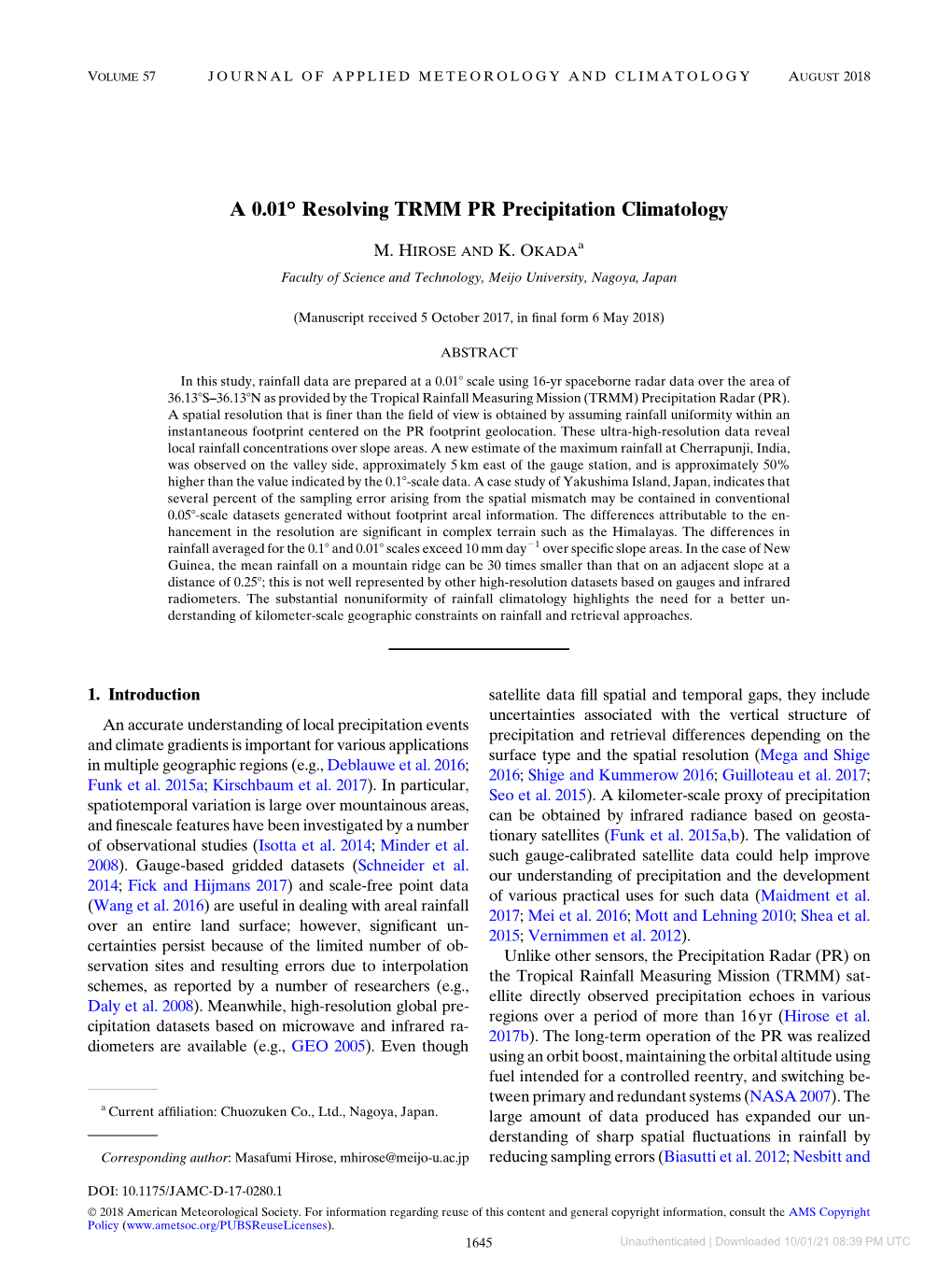 A 0.01° Resolving TRMM PR Precipitation Climatology