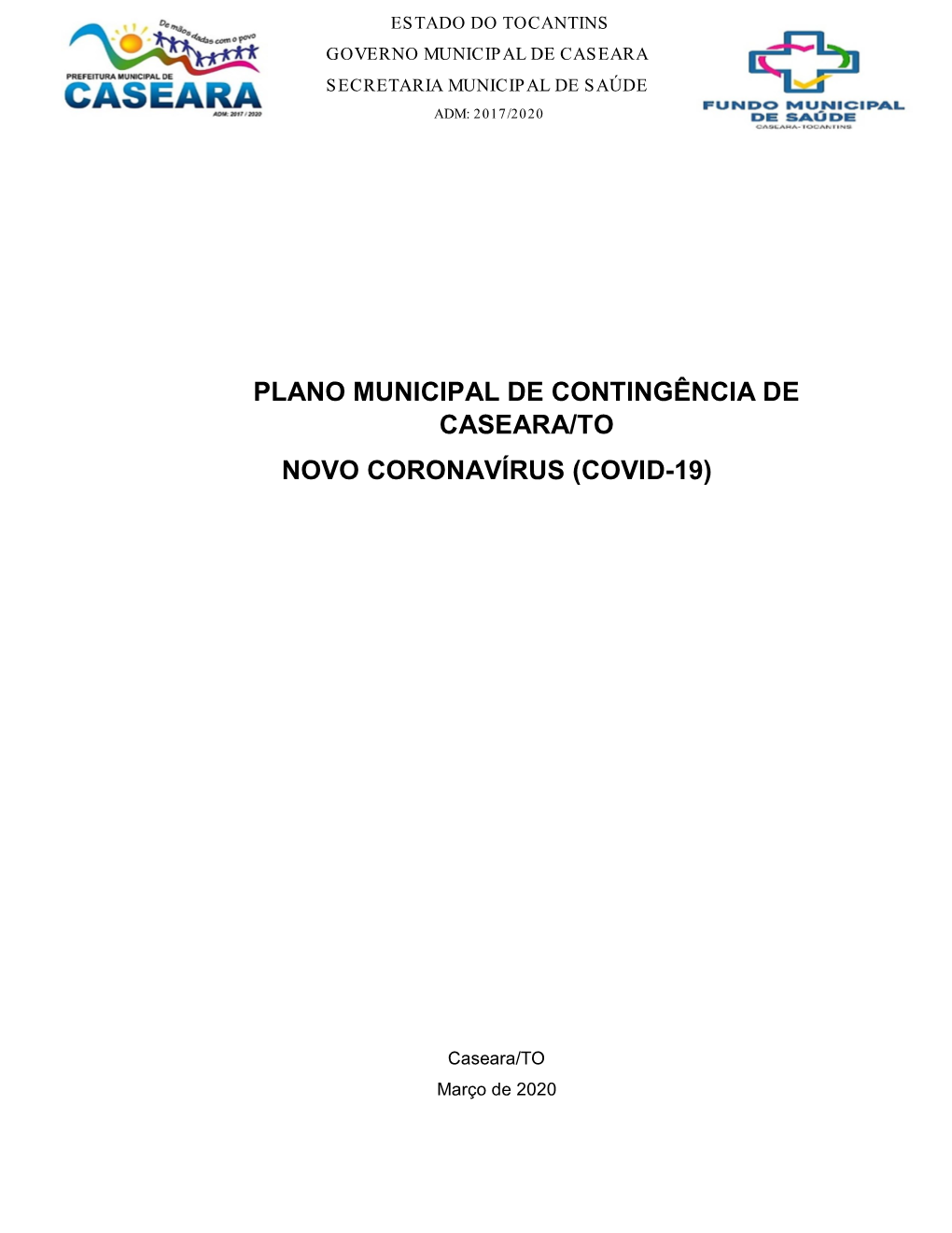 Plano Municipal De Contingência De Caseara/To