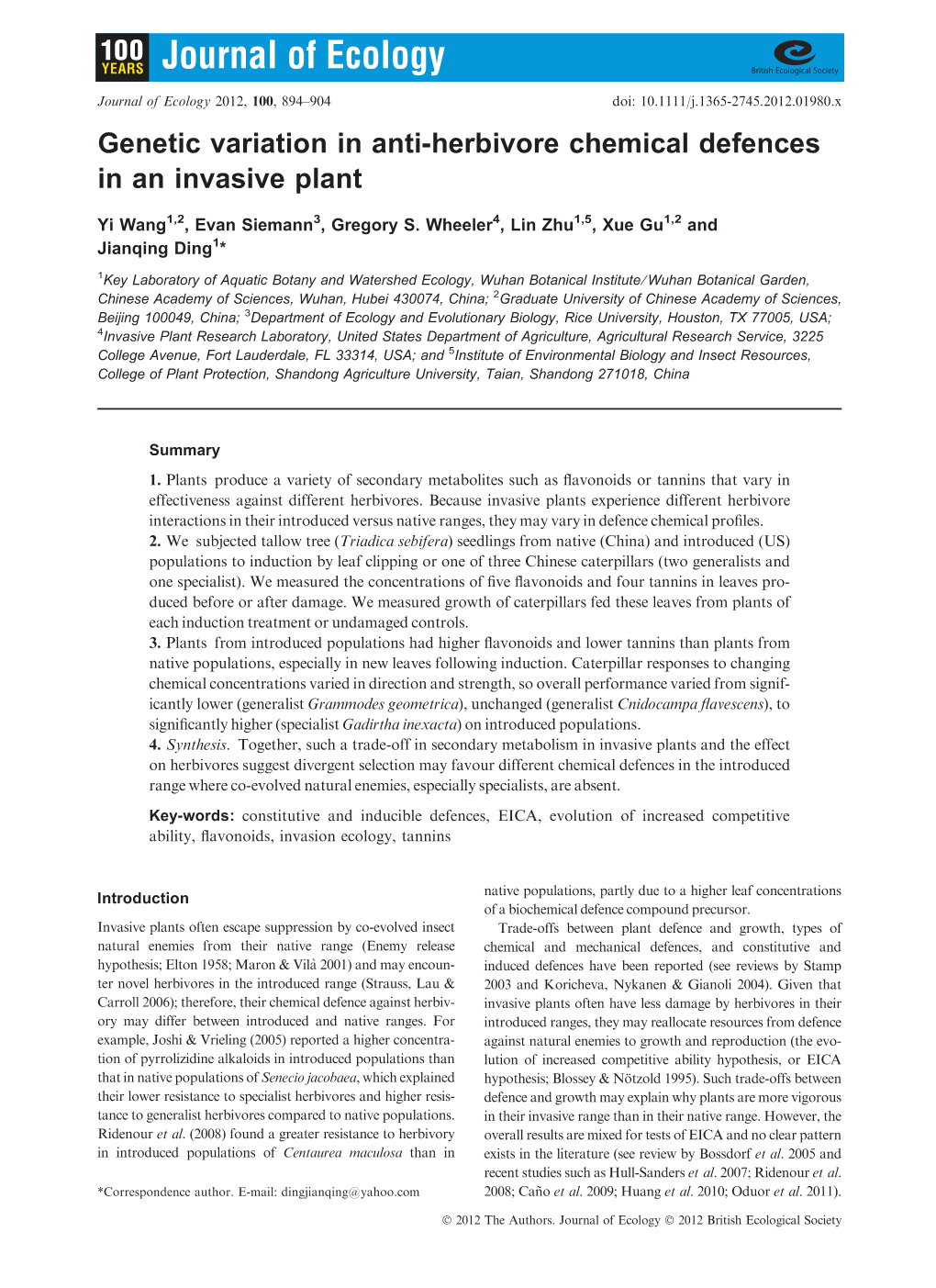 Genetic Variation in Antiherbivore Chemical