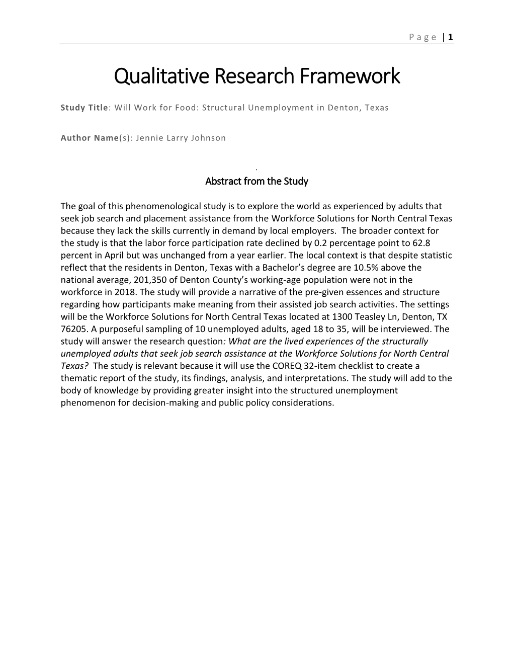 Qualitative Research Framework