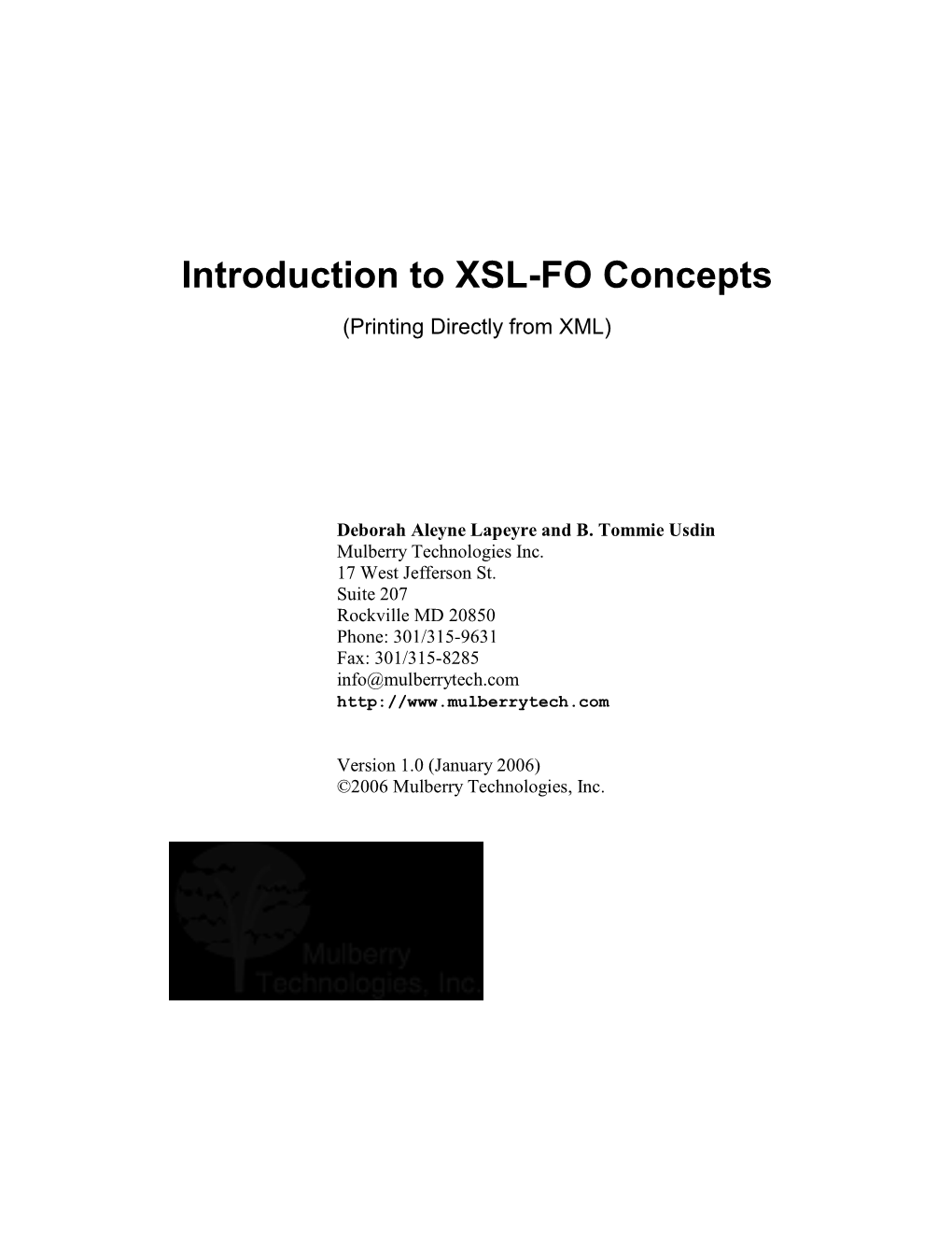 Introduction to XSL-FO Concepts (Printing Directly from XML)