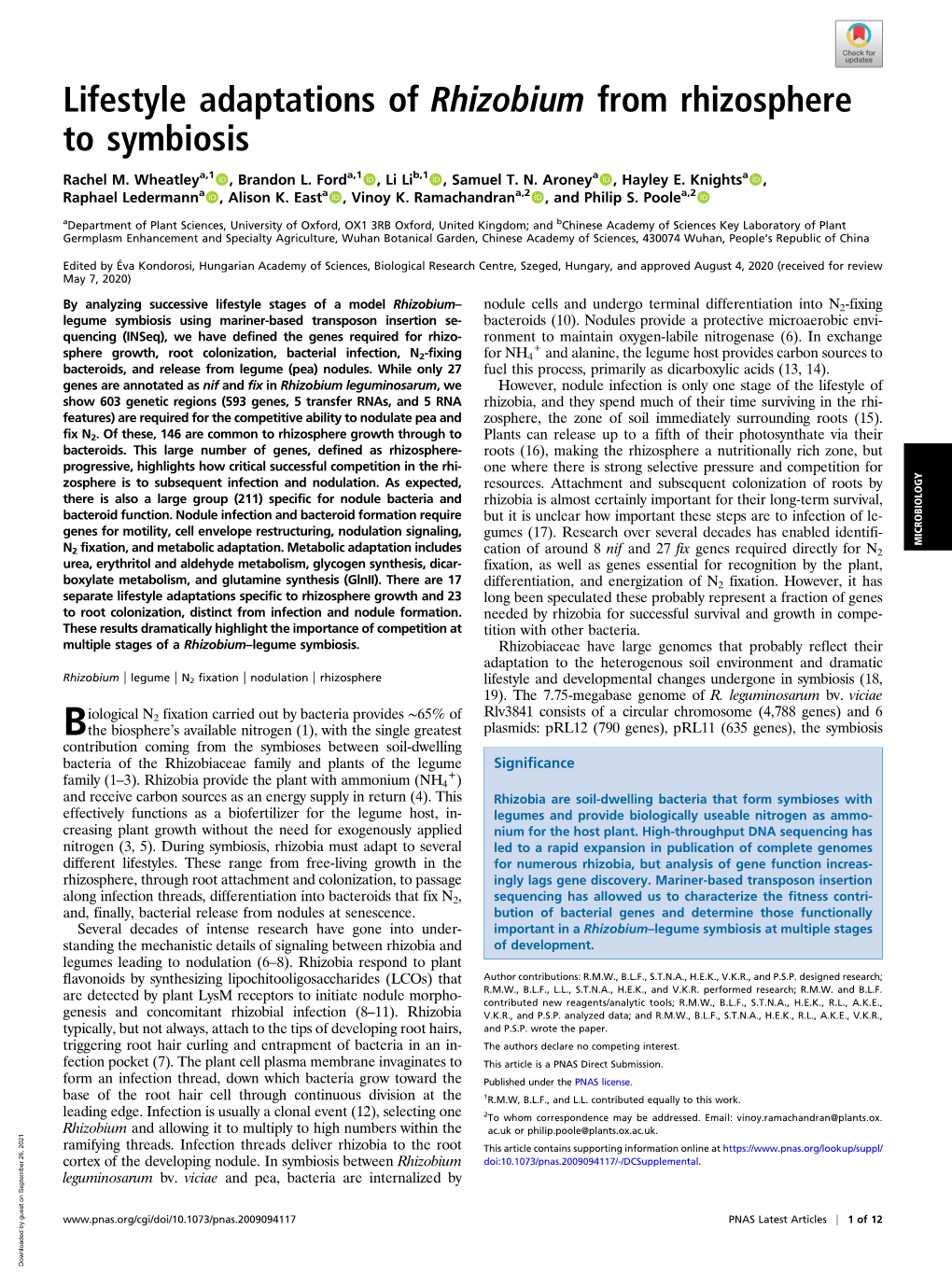 Lifestyle Adaptations of Rhizobium from Rhizosphere to Symbiosis