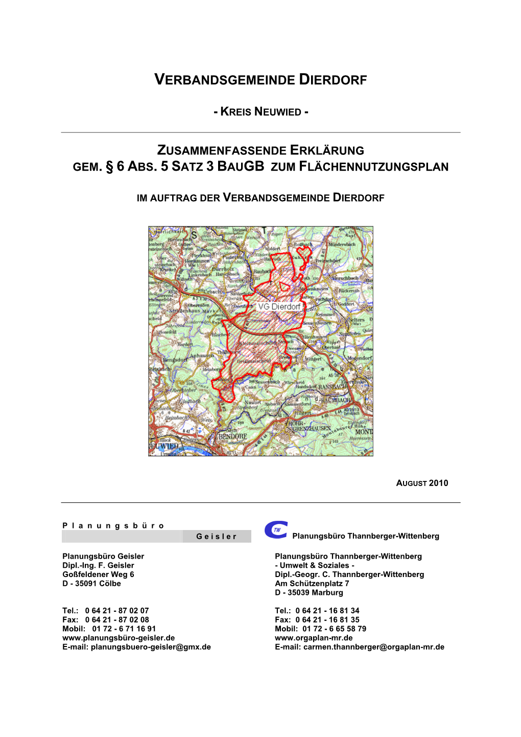 Zusammenfassende Erklärung FNP Dierdorf 08.2010