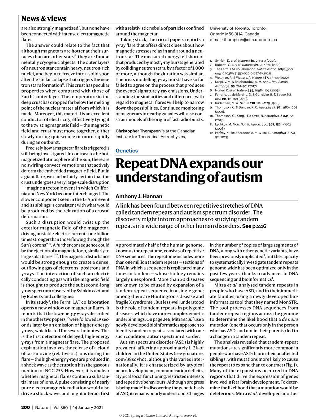 Repeat DNA Expands Our Understanding of Autism