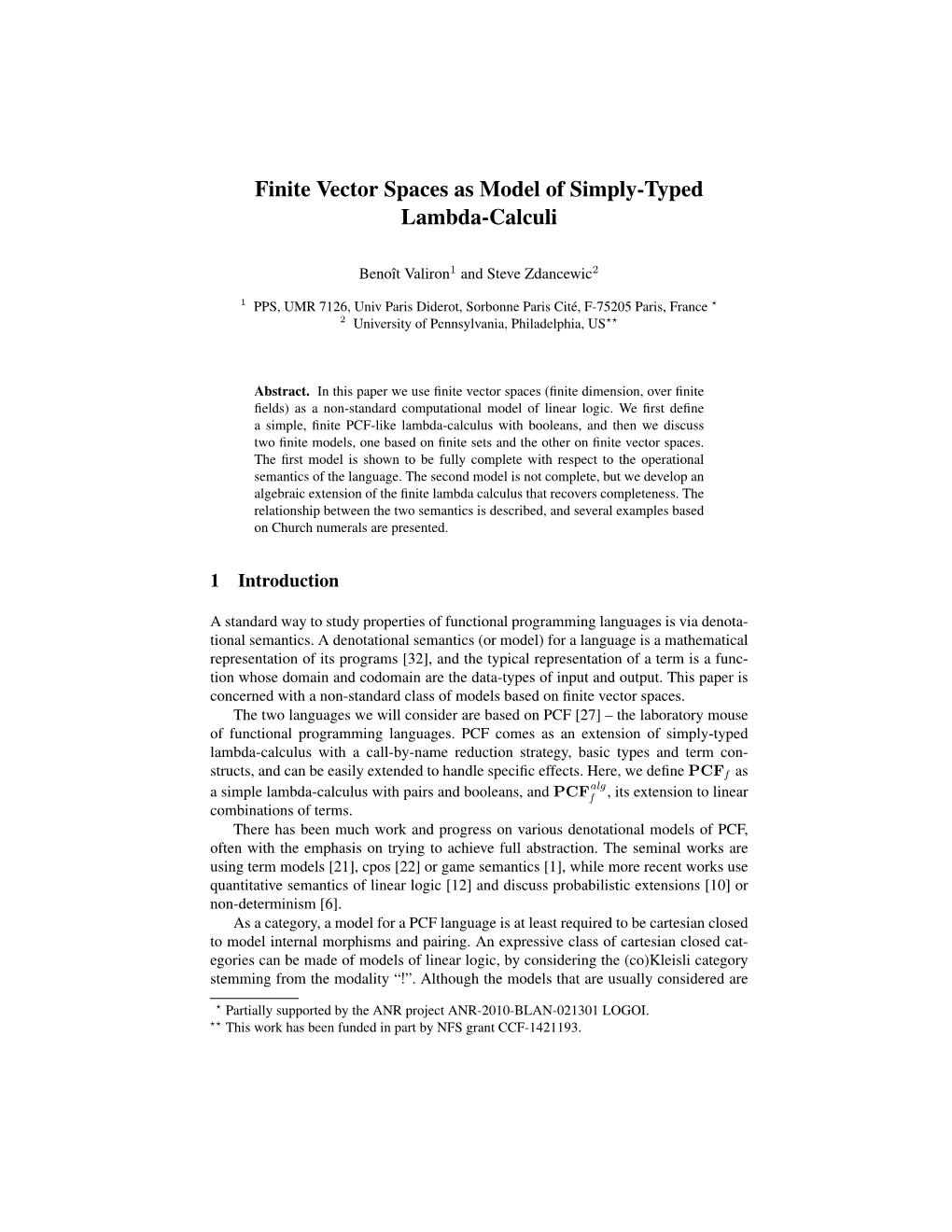 Finite Vector Spaces As Model of Simply-Typed Lambda-Calculi