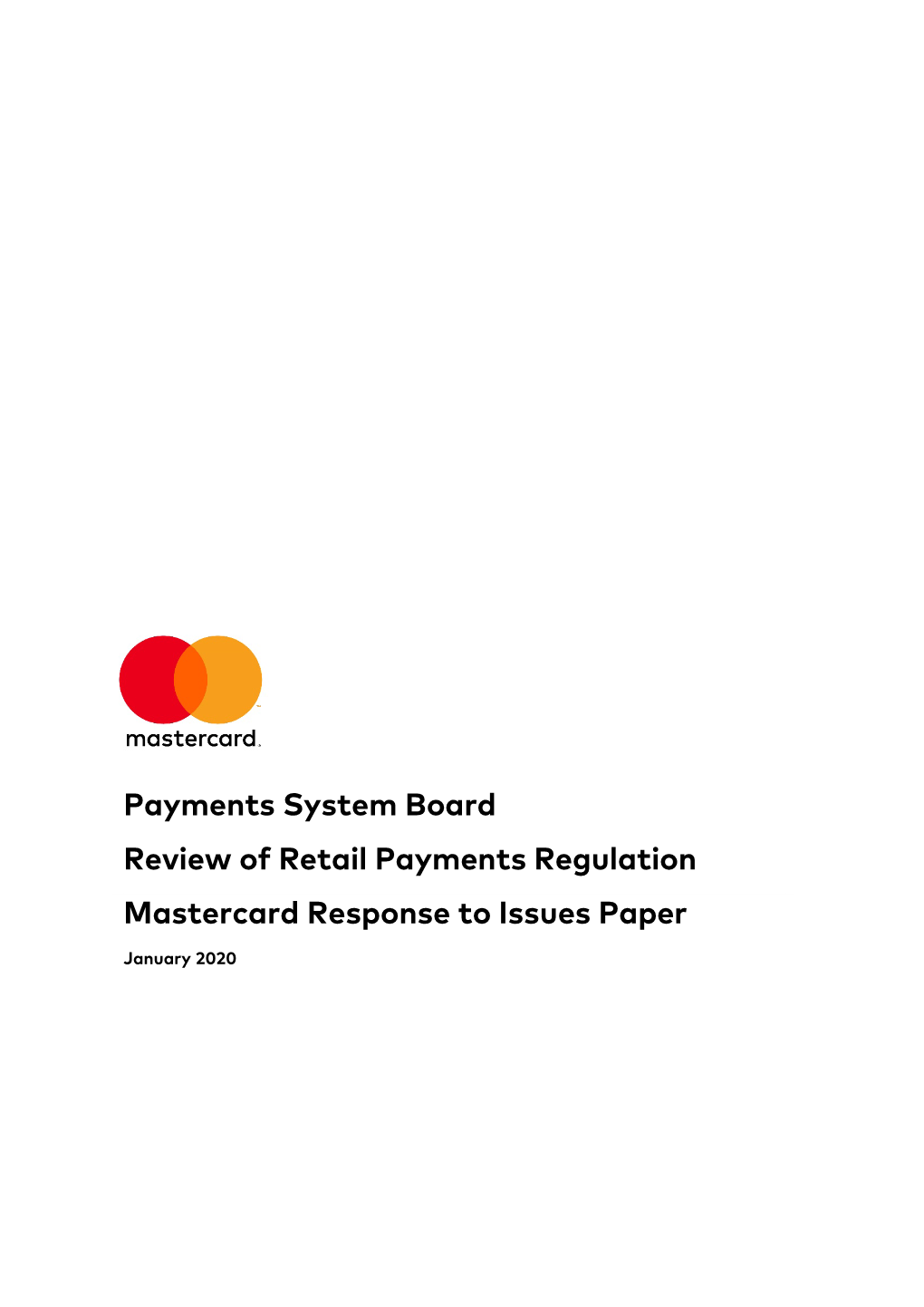 Mastercard Response to Issues Paper