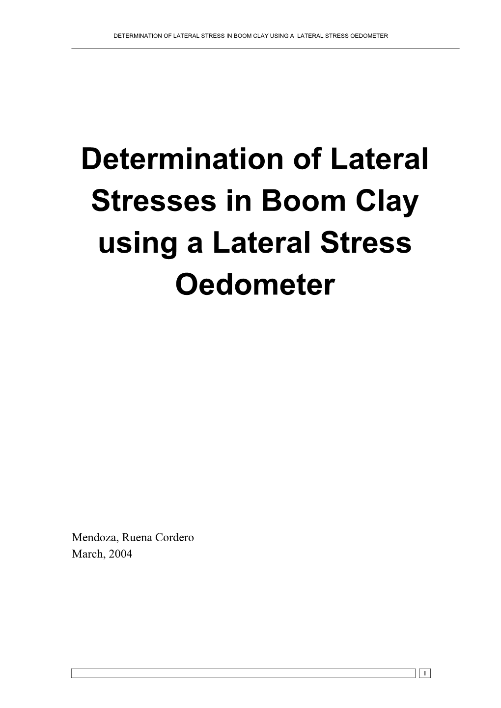 Determination of Lateral Stresses in Boom Clay Using a Lateral Stress Oedometer