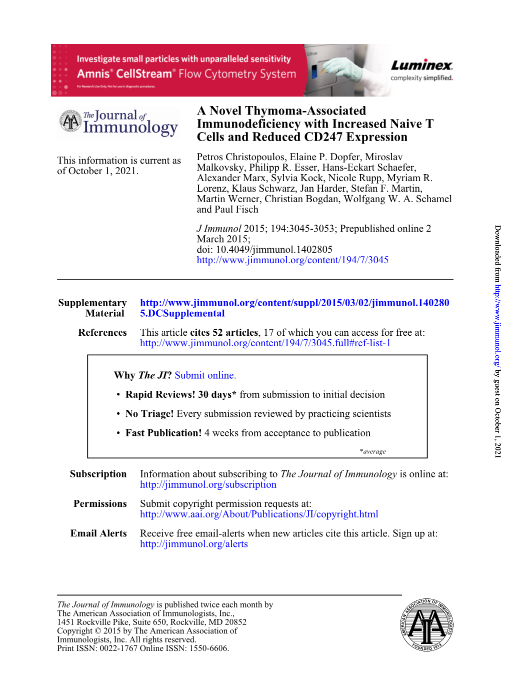 Cells and Reduced CD247 Expression Immunodeficiency With