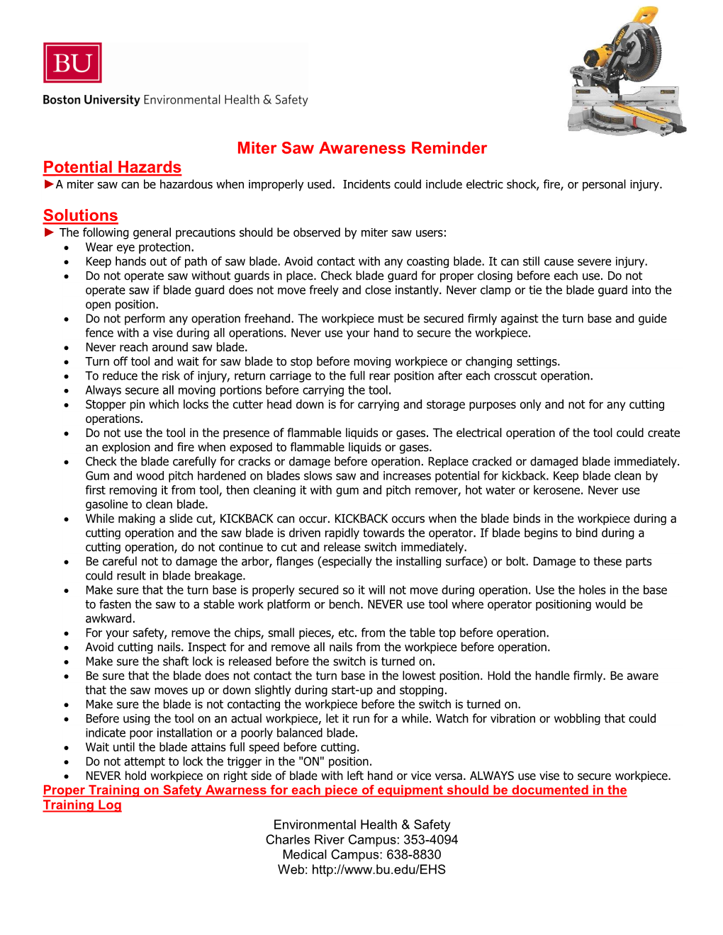 Miter Saw Awareness Reminder Potential Hazards Solutions