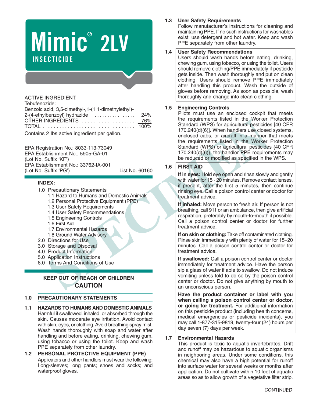 Mimic 2LV Label