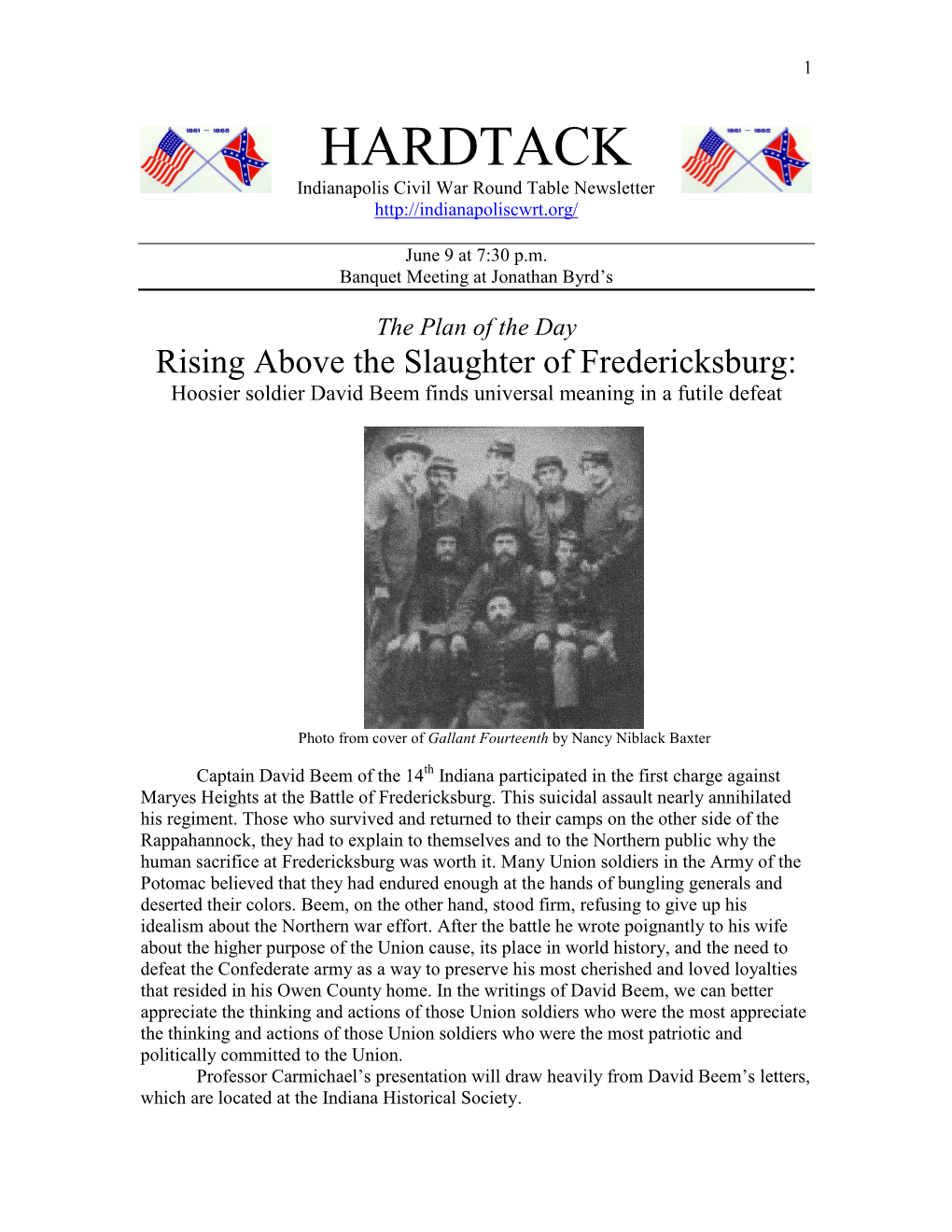 HARDTACK Indianapolis Civil War Round Table Newsletter