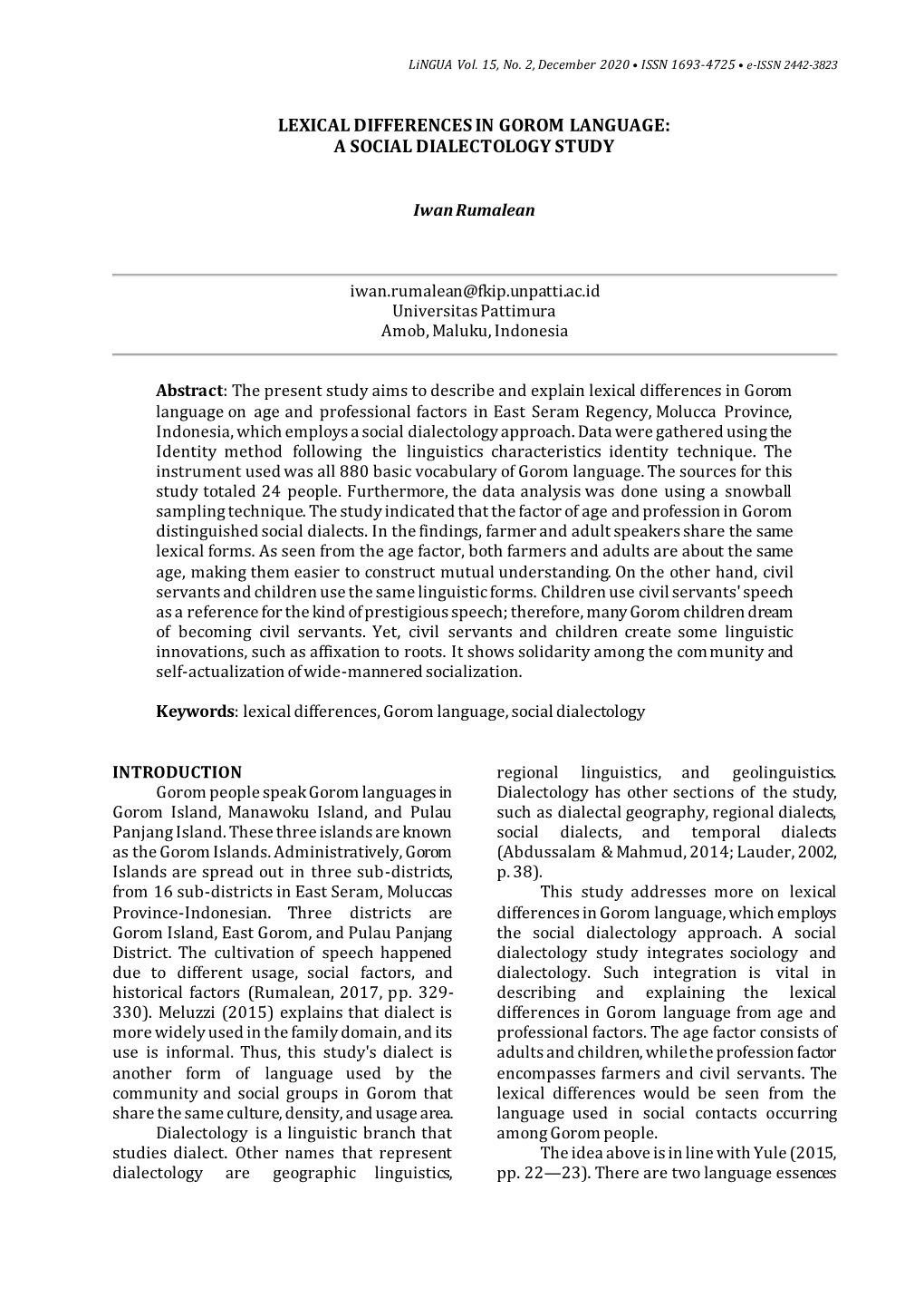 Lexical Differences in Gorom Language: a Social Dialectology Study