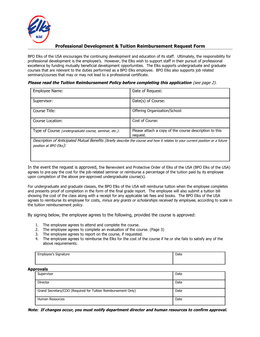 Tuition Reimbursement Application/Agreement & Policy