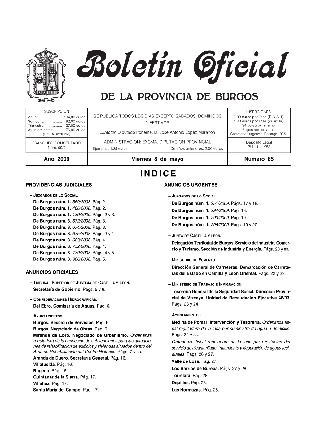 Indice Providencias Judiciales Anuncios Urgentes