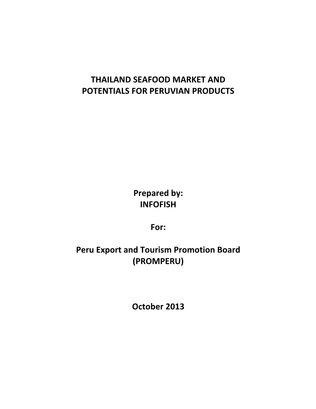 Thailand Seafood Market and Potentials for Peruvian Products