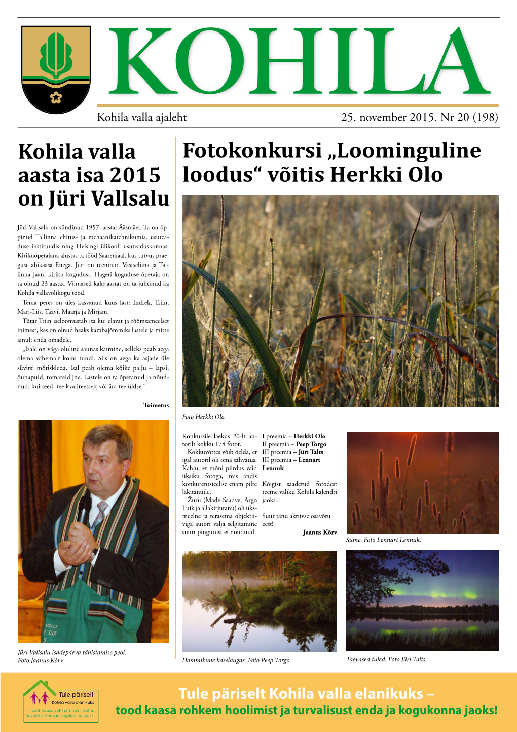 Kohila Valla Aasta Isa 2015 on Jüri Vallsalu Fotokonkursi