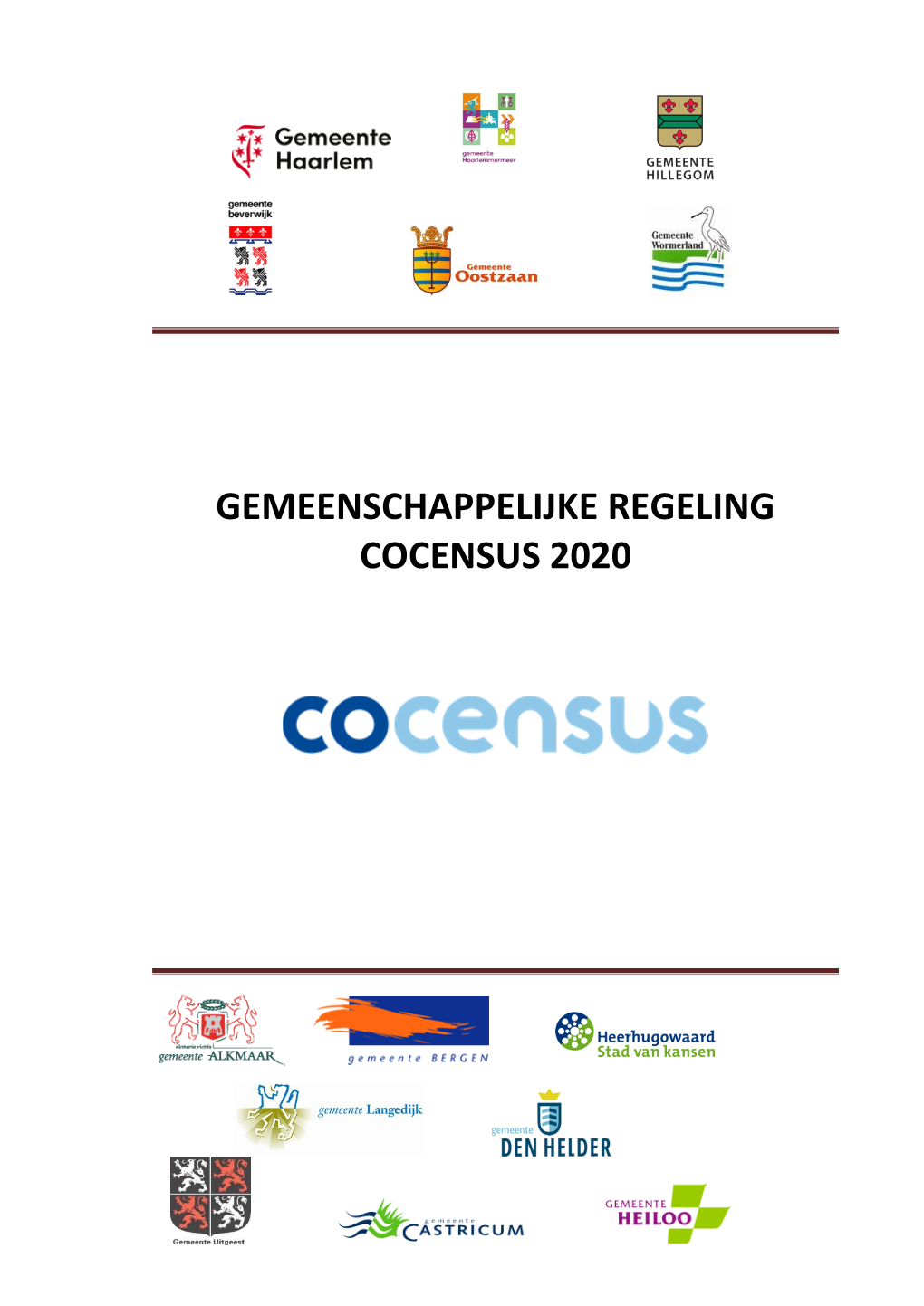 Gemeenschappelijke Regeling Cocensus 2020