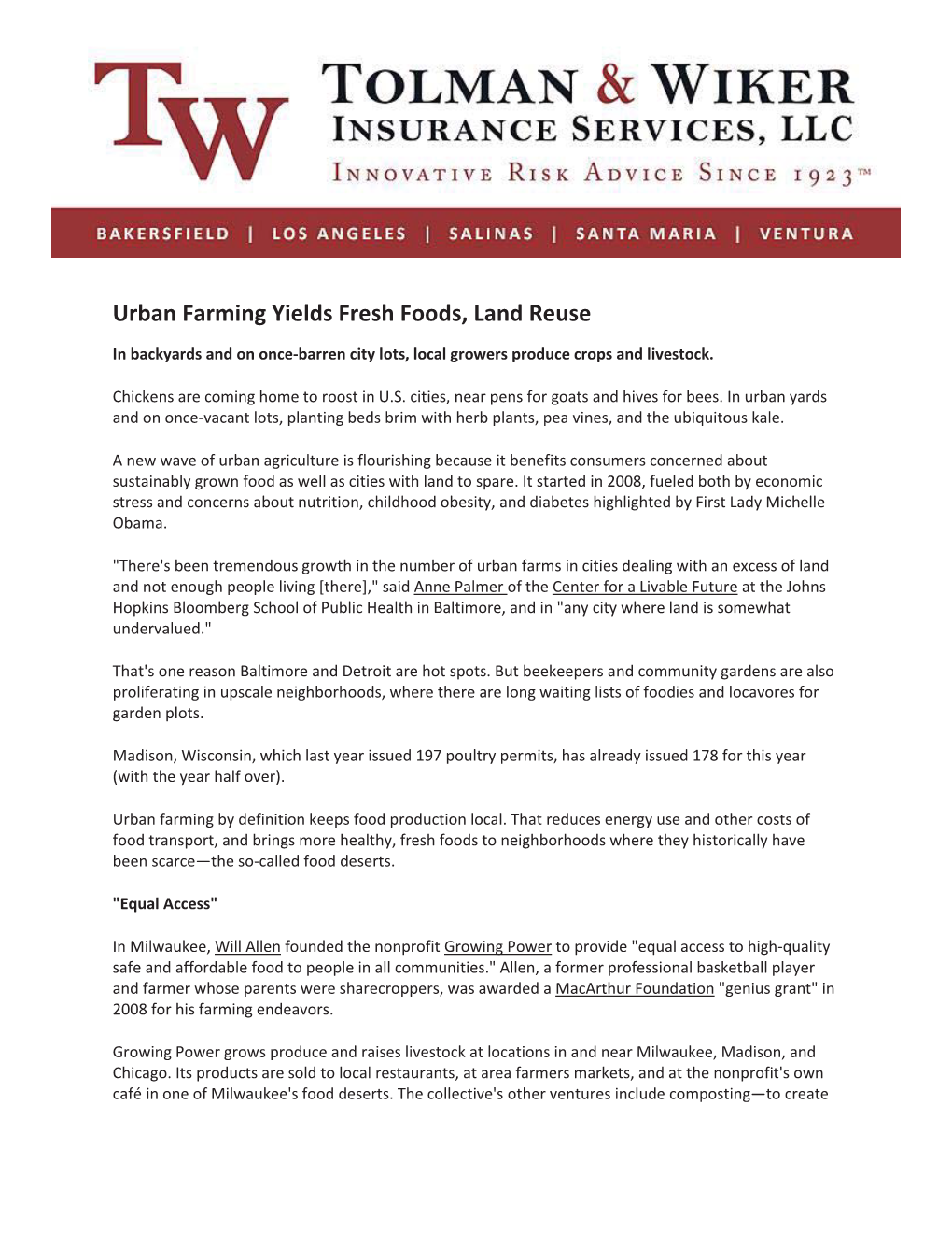 Urban Farming Yields Fresh Foods, Land Reuse