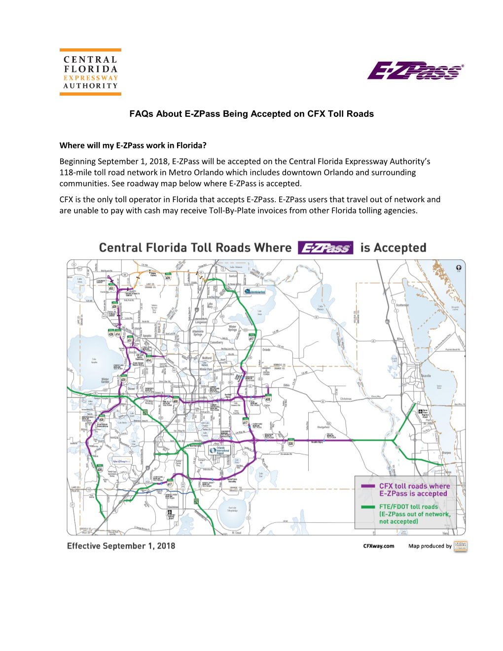 Faqs About E-Zpass Being Accepted on CFX Toll Roads
