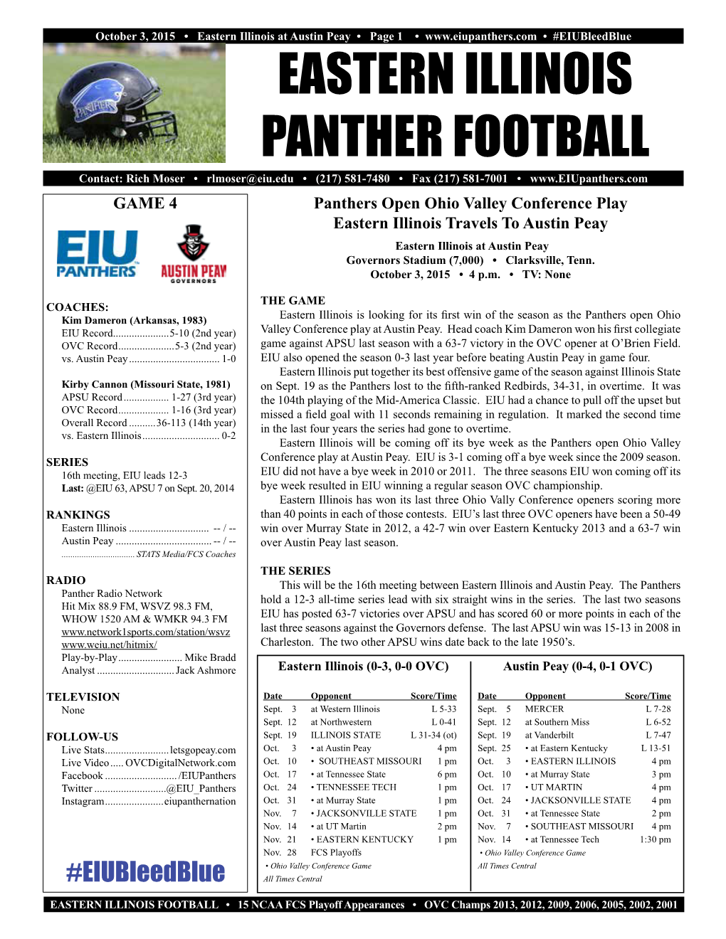 Eastern Illinois Panther Football