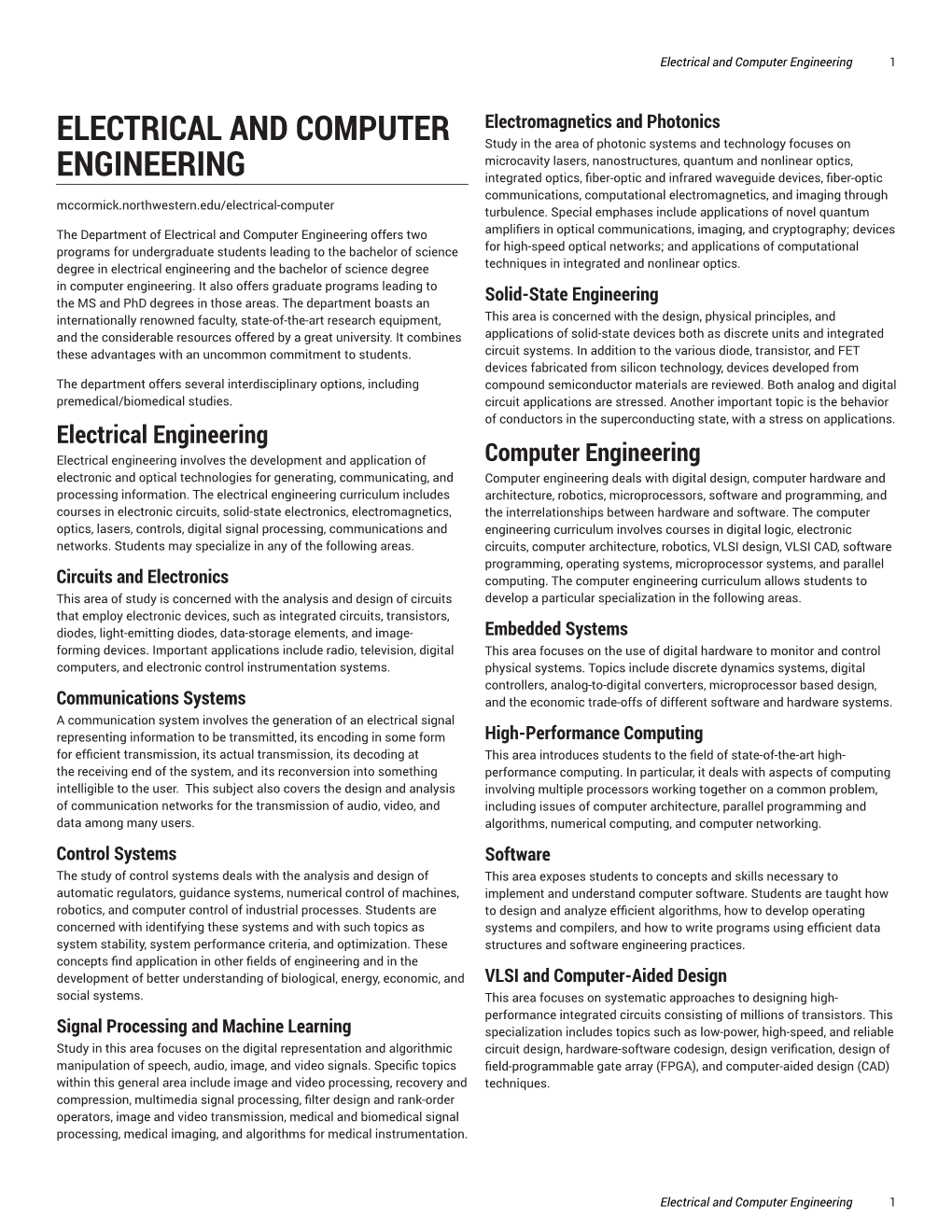 Electrical and Computer Engineering 1