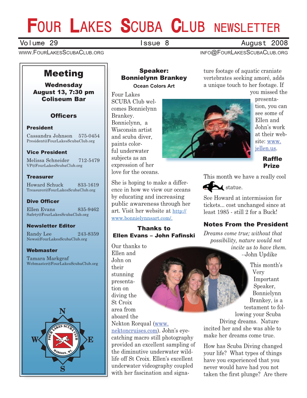 Four Lakes SCUBA Club August 2008 Newsletter