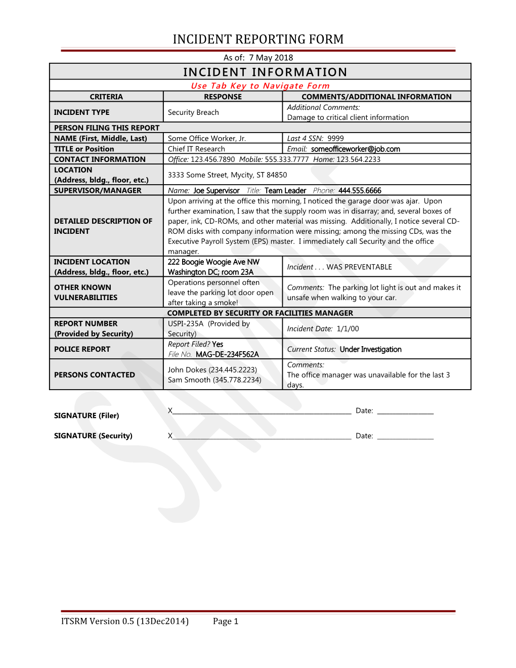 Incident Reporting Form