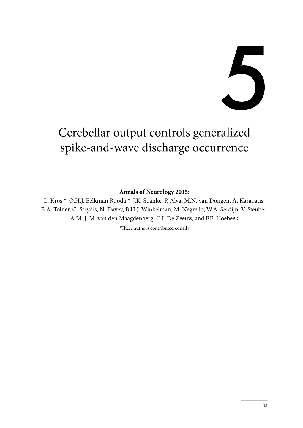 Cerebellar Output Controls Generalized Spike-And-Wave Discharge Occurrence