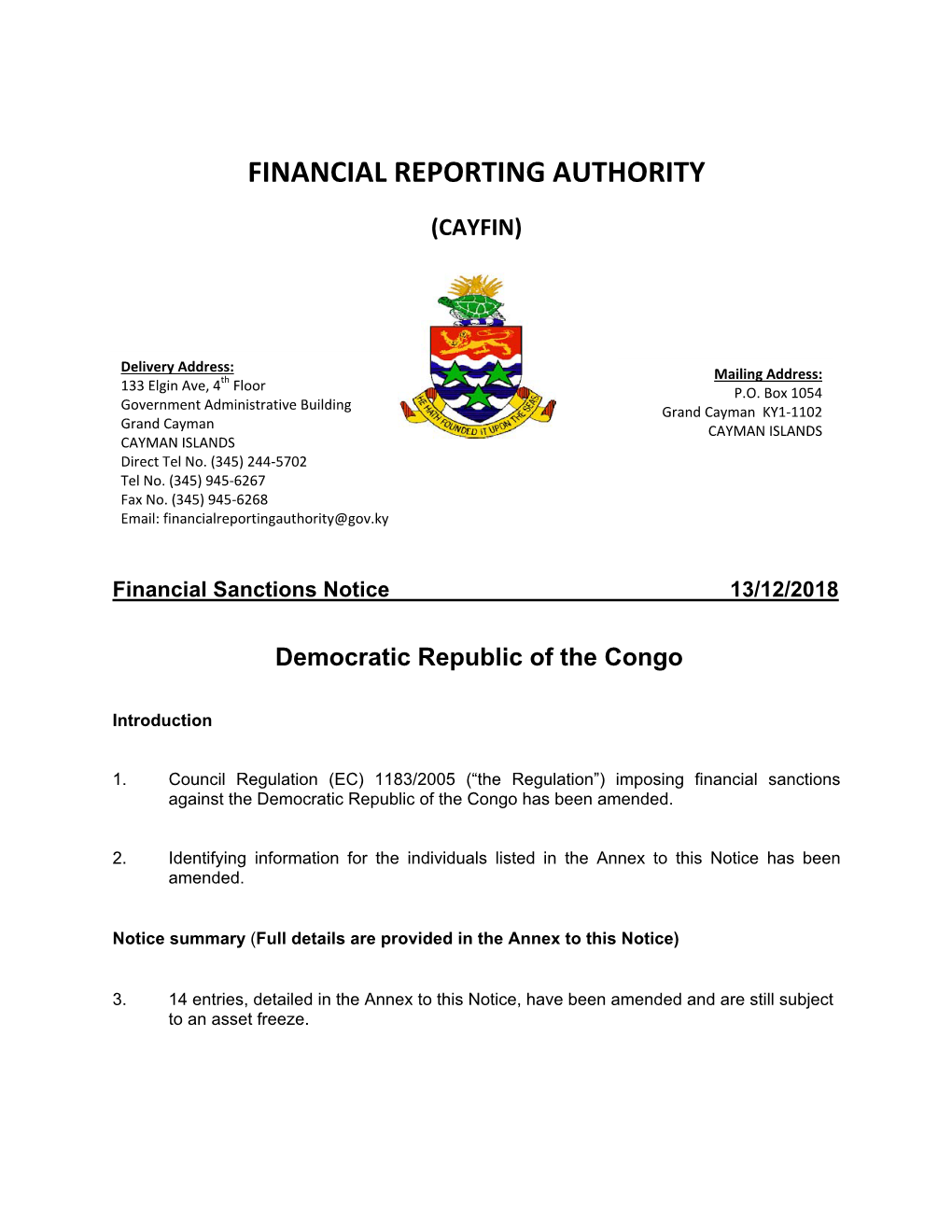 Financial Reporting Authority (Cayfin)