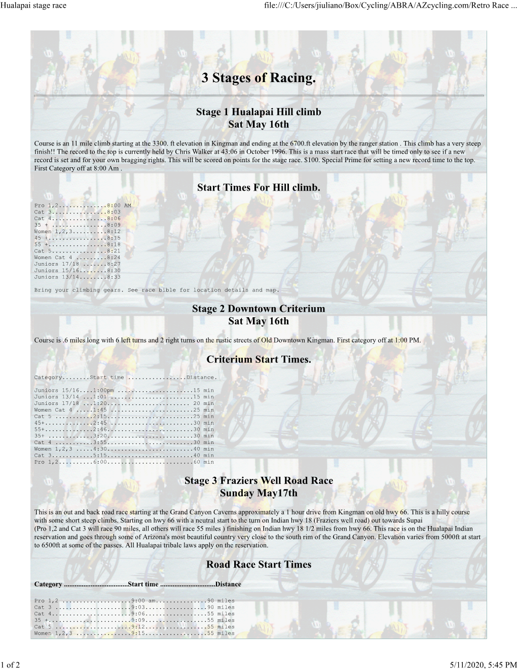 Hualapai Stage Race File:///C:/Users/Jiuliano/Box/Cycling/ABRA/Azcycling.Com/Retro Race