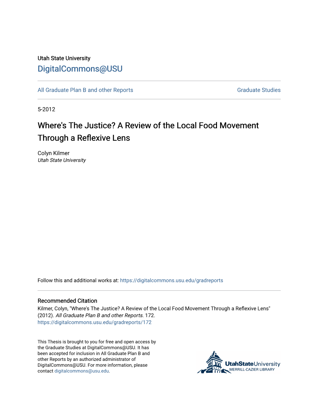 A Review of the Local Food Movement Through a Reflexive Lens