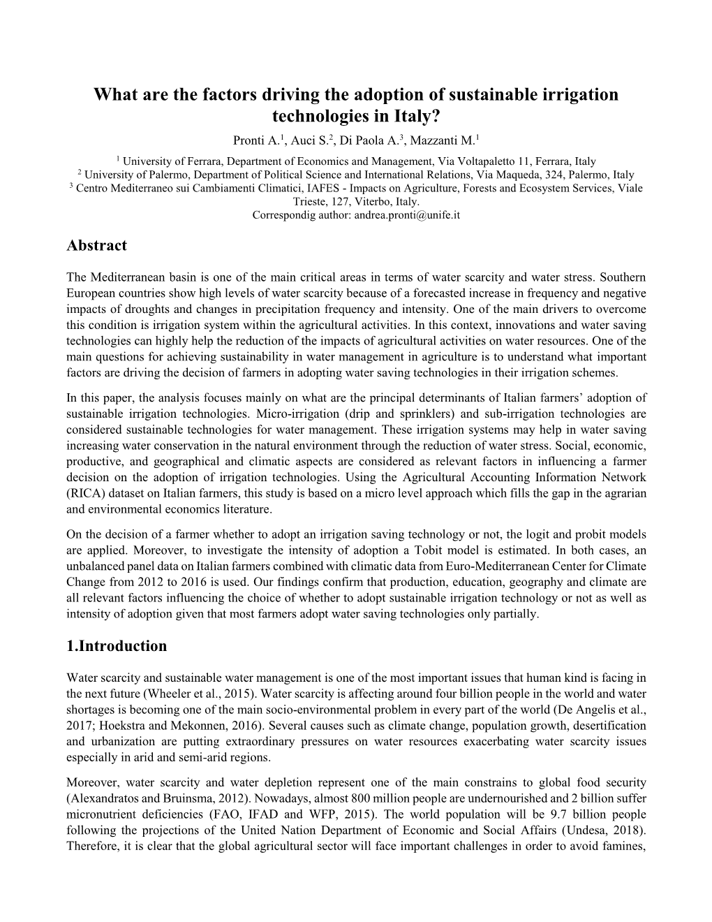 What Are the Factors Driving the Adoption of Sustainable Irrigation Technologies in Italy?