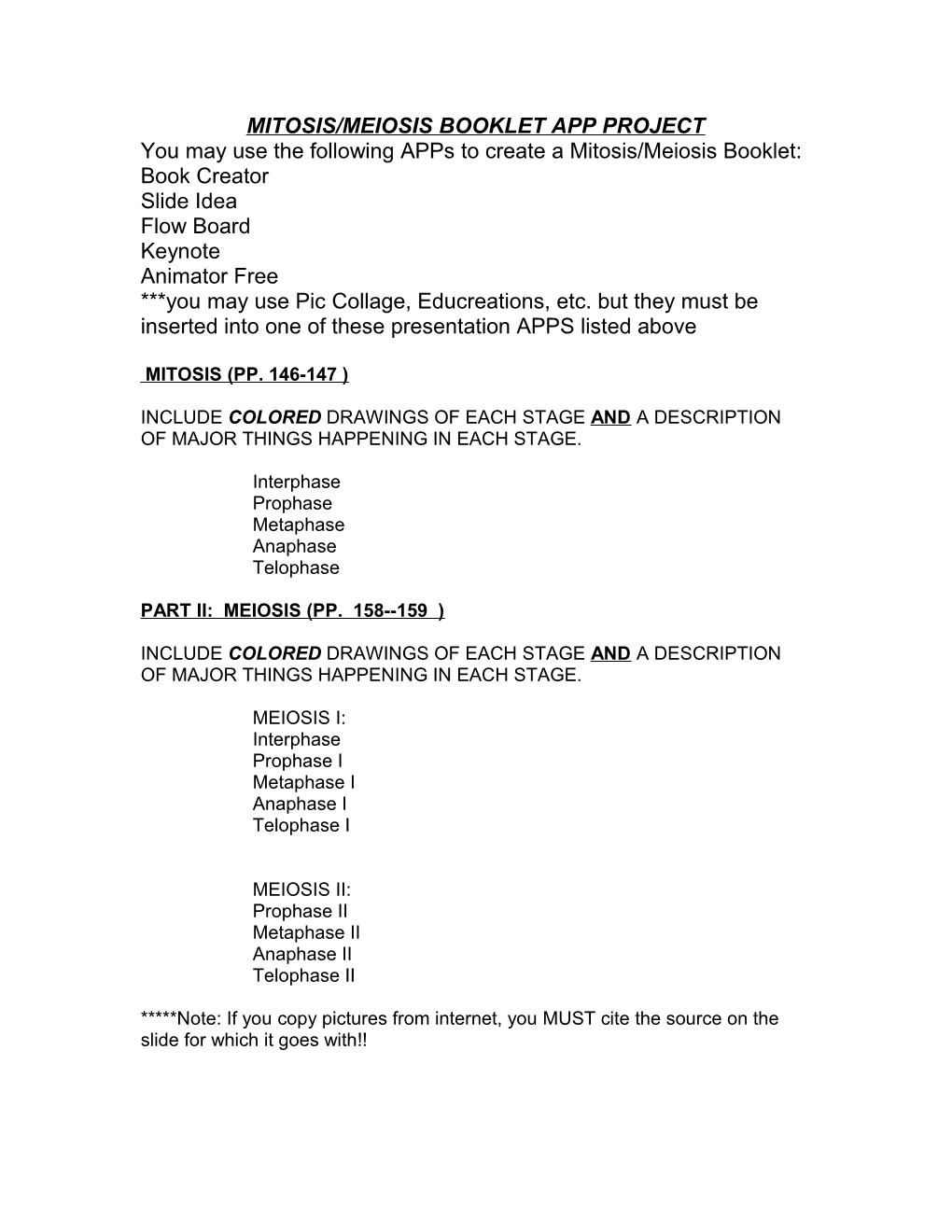 Mitosis/Meiosis Booklets