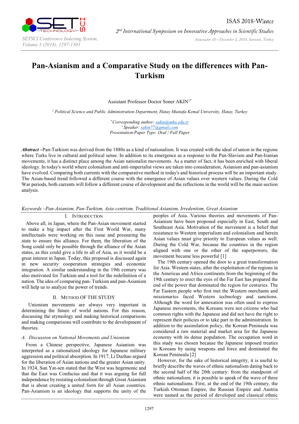 Pan-Asianism and a Comparative Study on the Differences with Pan- Turkism