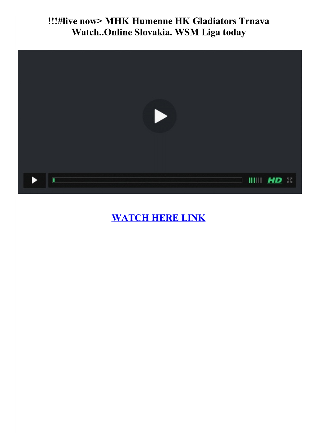 !!!#Live Now> MHK Humenne HK Gladiators Trnava Watch..Online