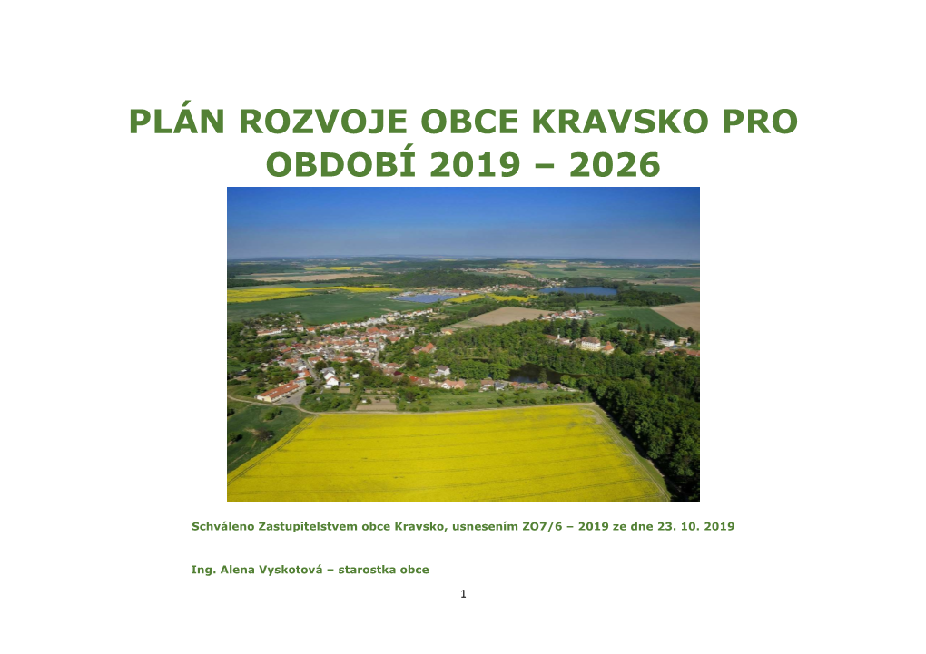 Plán Rozvoje Obce Kravsko Pro Období 2019 – 2026