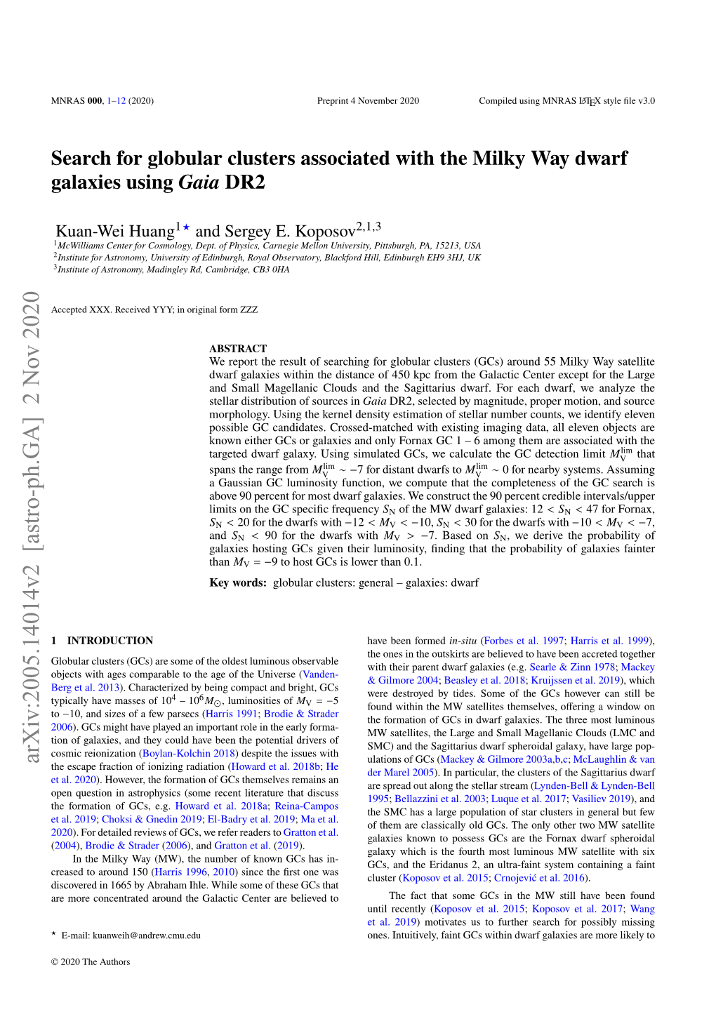 Search for Globular Clusters Associated with the Milky Way Dwarf Galaxies Using Gaia DR2