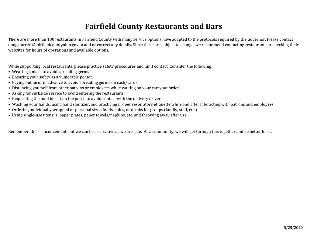 Fairfield County Restaurants and Bars